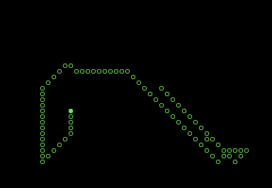 Screenshot of a PETSCII snake looping around the screen.