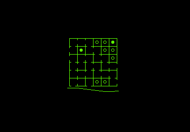 Screenshot of a grid of dots. Some adjacent dots are joined with lines.