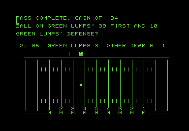 Screenshot of a menu-based football simulation.