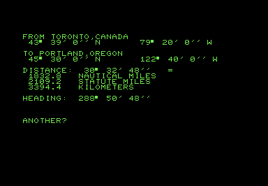 Screenshot showing the distance between Toronto, Ontario and Portland, Oregon.