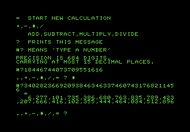 Screenshot of the calculation of 2^64 multiplied by 2^128.