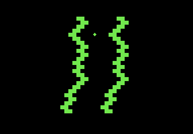 Screenshot of a diamond character in the center of a long, jagged column drawn in PETSCII.