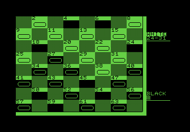 Screenshot of a PETSCII checkerboard showing a game in progress.