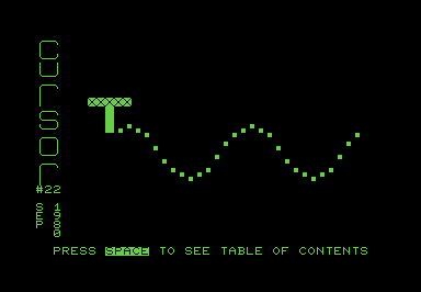 Screenshot of many PETSCII faces. One face is depicted with an open mouth.