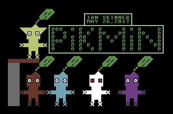 Drawing of Pikmin from the game Pikmin 2 composed of PETSCII character graphics.