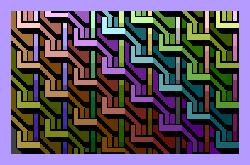 Abstract image of interlocking pipes showing off the Commodore Plus/4's expanded palette of colours.