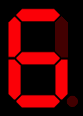 Seven-segment display of the digit '6'.
