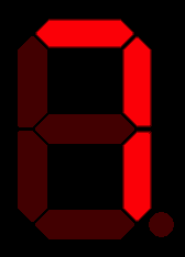 Seven-segment display of the digit '7'.