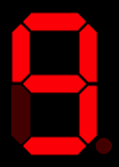 Seven-segment display of the digit '9'.