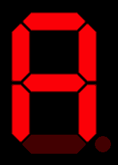 Seven-segment display of the digit 'a'.