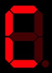 Seven-segment display of the digit 'c'.