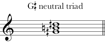 Neutral triad with G-quarter-sharp as the root.