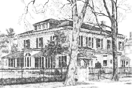 Pencil drawing of a two-storey house.